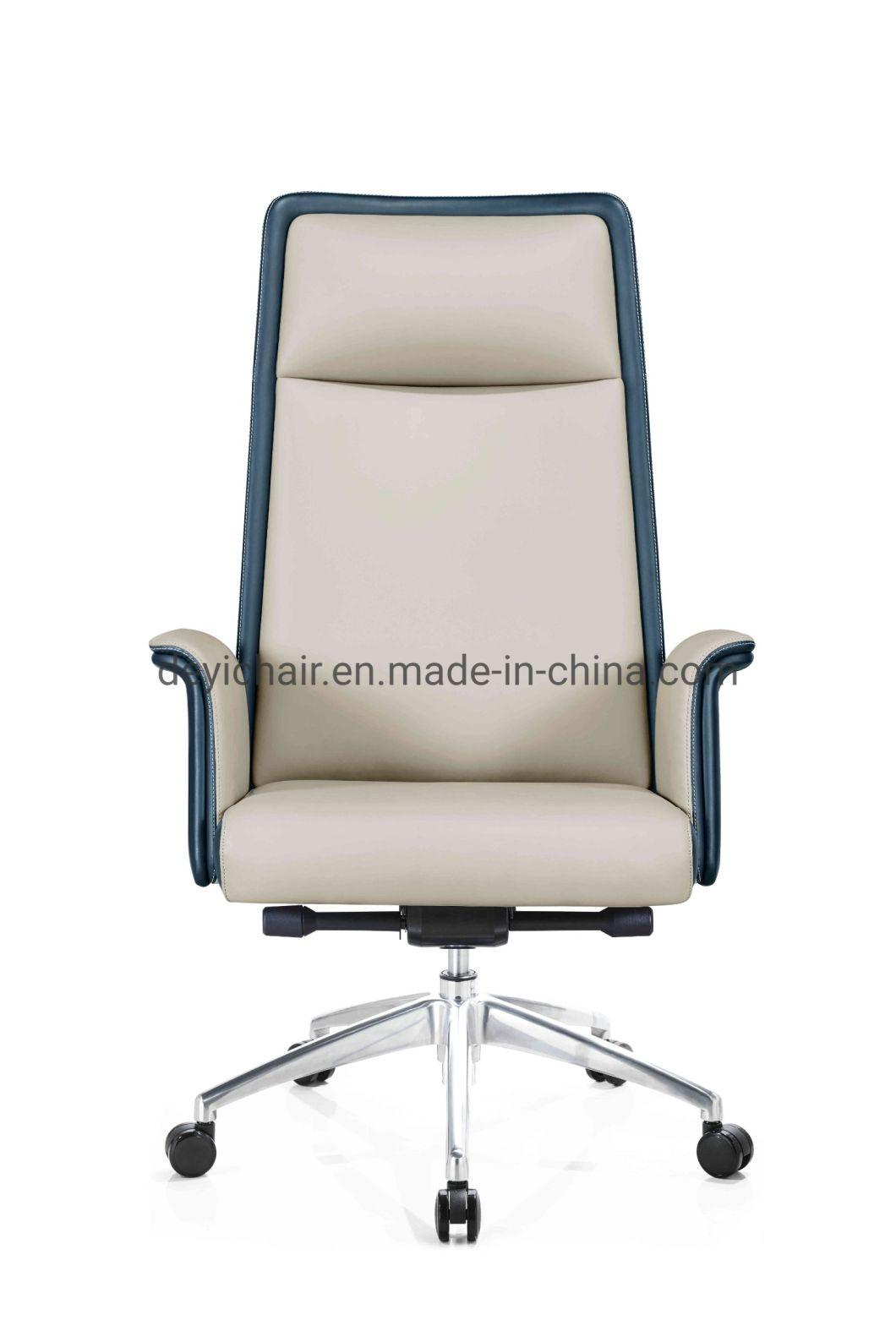 Sychronize Mechanism Aluminum Base PU Castor PU/Leather Upholstery for Seat and Back High Back Style Chair