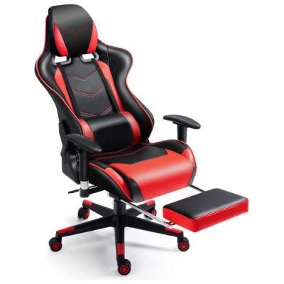 Leather Reclining Massage Gaming Chair with Footrest