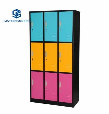Students Sports Office Storage 3-Tier Welded Slim-Line 9-Doors Steel Locker