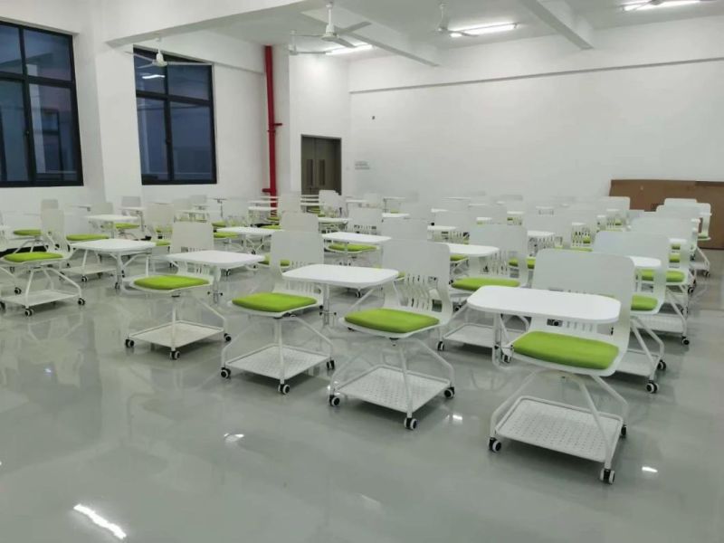Manufacturers Supply 2021 New Design Home Office Furniture Rotatable School Office Conference Training Chair with Writing Table Office Chair