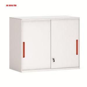 Half-Height 2 Tiers Sliding Door Cabinet Made of Metal for Office File Storage