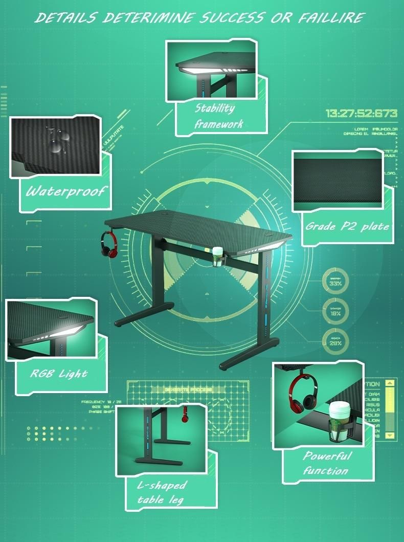 Elites New Model Design Fashionable with RGB Light E-Sports Game Desk Game Table