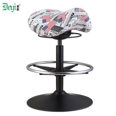 Modern Fabric Upholstery Bar furniture Commercial Office Furniture Saddle Chair with Aluminium Footring