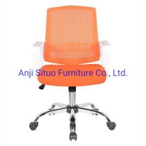 Cheap Modern White Frame Orange Fabric Home Office Computer Desk Ergonomic Swivel Mesh Chair