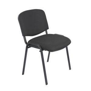 Modern Office Stacking Chair for Meeting with Coated Metal Frame and Black Vinyl Upholstered