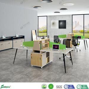 Simple Open 4 Seat Office Desk Workstation with Drawer and Metal Feet