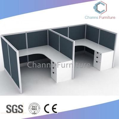 Modern Blue Partition L Shape White Table Top Office Cubicle (CAS-W31403)