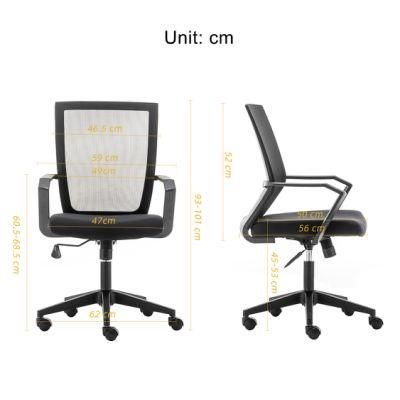 Huashi Breathable Flexible Back Office Chair Furniture Middle Back Mesh Chair Staff Leisure Chairs