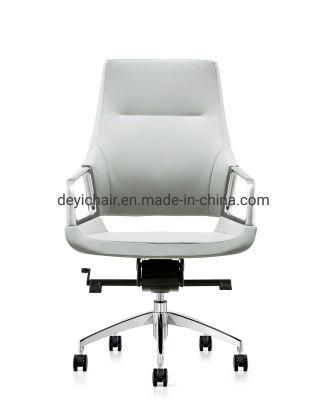 Tradition Style PU/Leather Upholstery for Seat and Back Aluminum Base PU Castor Chromed Finished Gas Lift Middle Back Chair