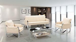 Classical Office Leather Sofa with Metal Chrom Frame 607