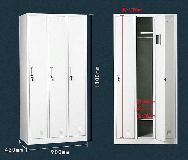 3 Door Gym Storage Wardrobe Office Metal Cabinet Locker