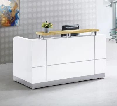 High End Rectangle Wooden Office Front Standing Reception Desk