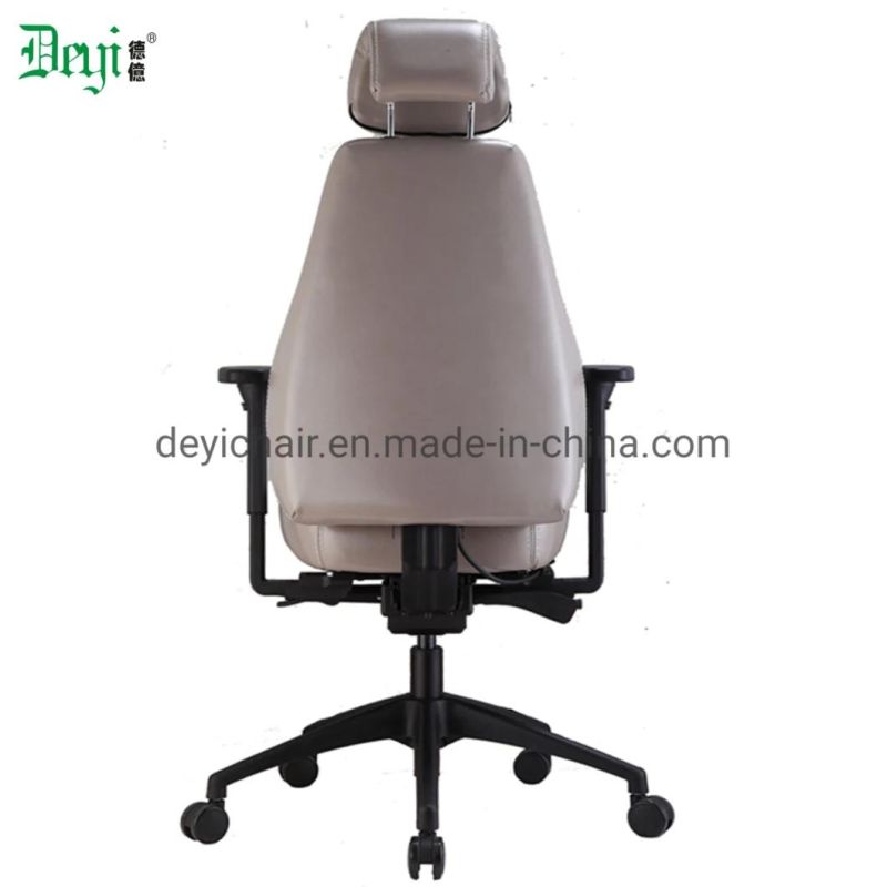 340mm Nylon Base PU Castor Bonded Leather Upholstery for Seat and Back with 3D Arms and Adjustable Headrest Chair