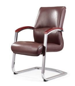 Modern Furniture Wood Armrest Office Guest Visitor Leather Chair D155