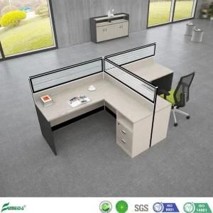 MDF Hot Sale Project Two Seaters Glass Desk Partition Screen Workstation