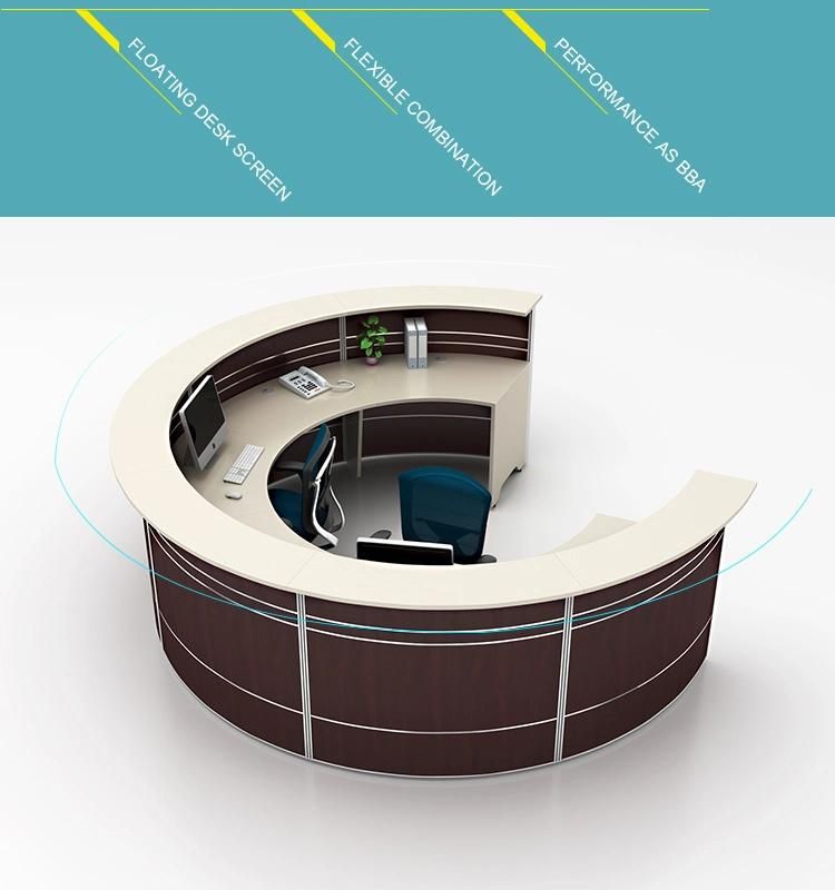 Clover T8 Series Melamine Modern Design Oval Half Round Reception Front Desk Counter Design