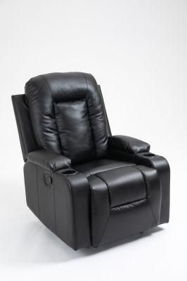 Black Leather High Back Recliner Gamer Gaming Chair with Cup Holders