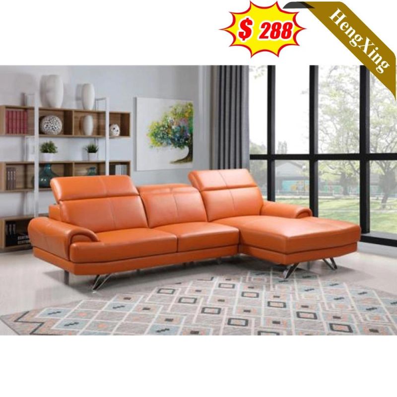Modern Home Furniture Living Room Sofas Manager Office Customized Leather PU L Shape Sofa with Metal Legs