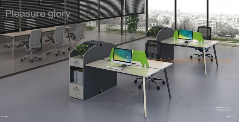 Multi-Functional Office Melamine Partition 2 Seats Staff Work Station with Storage