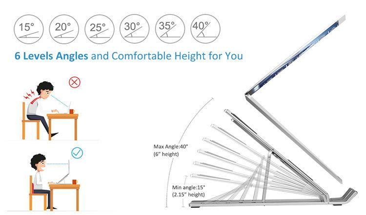 China Aluminium Foldable Portable Laptop Holder Riser Computer Stand