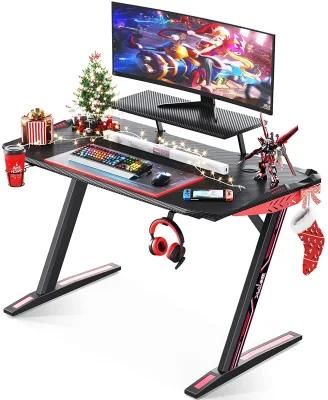 Gaming Desk Gaming Computer Desk with RGB LED Lights PC Gaming Table Desk Gamer Workstation with Surface Cup Holder Headphone Hook