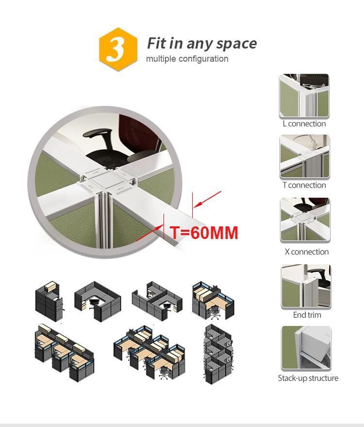 Commercial Office Furniture Wholesale High L Shaped Office Cubicles Desk Workstation for 4 Seats