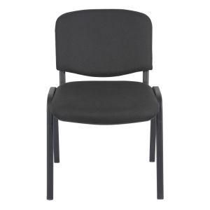 Modern Office Meeting Chair with Coated Metal Frame and Black Vinyl Upholstered