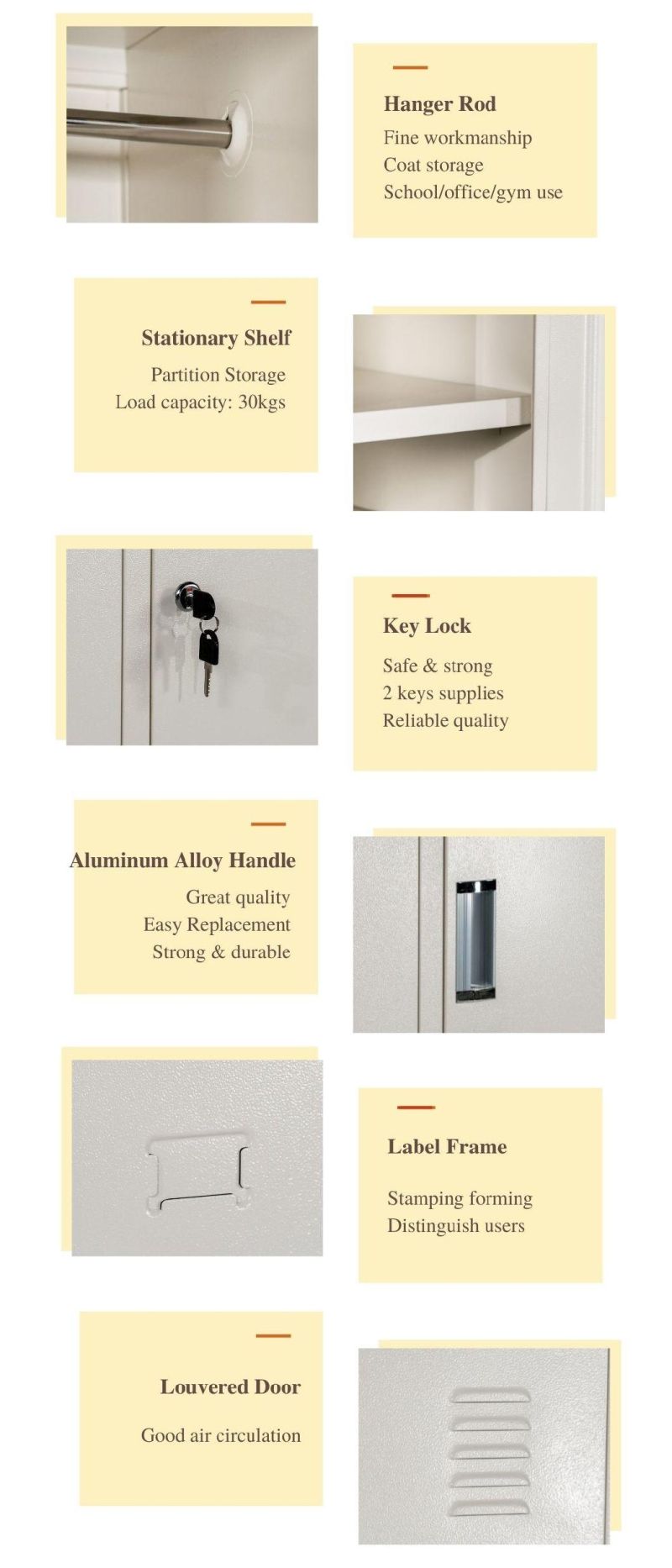 Solid Construction Steel Personal Locker Single Door Metal Locker Furniture