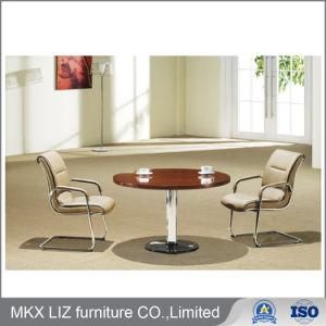 Round Shape Small Wood Meeting Confee Table with Metal Base (H201)