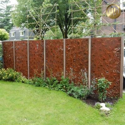 Rusty Simple Rectangular Corten Steel Decorative Screen/ Laser Cut Fence Panel