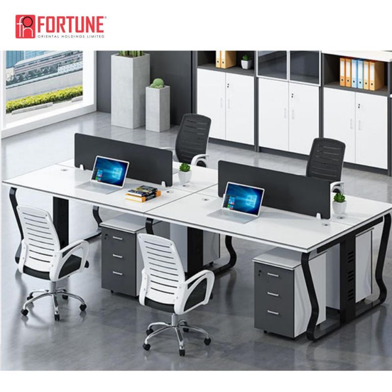 Wooden Office Cubicle Workstation 4 Person Modern Design for Sale