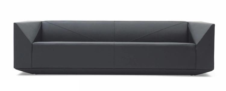 Solid Wood Furniture Upholstered Leather Office Sofa