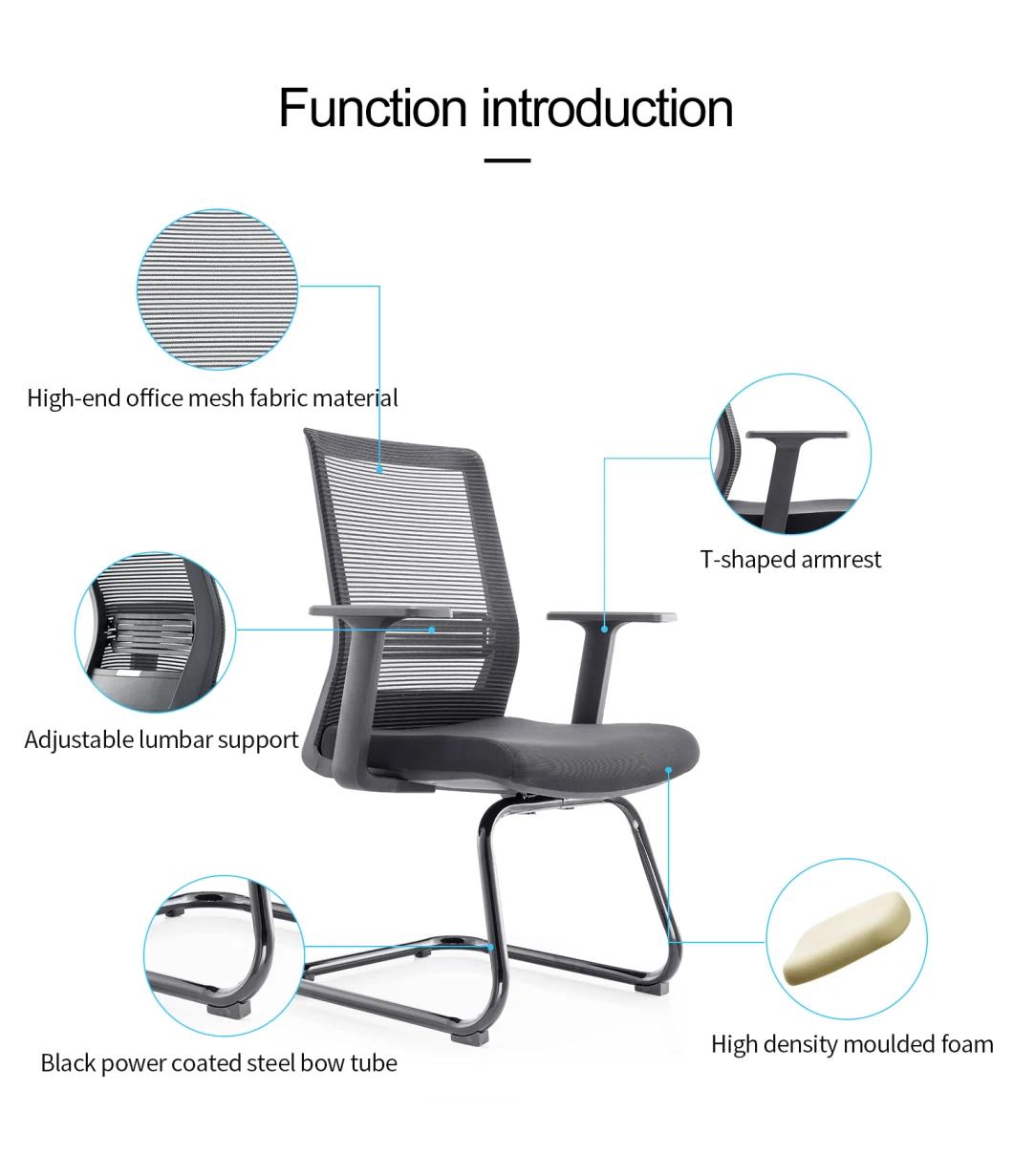 Comfortable Adjustable Bow-Shaped Office Training Meeting Mesh Chair with Armrests