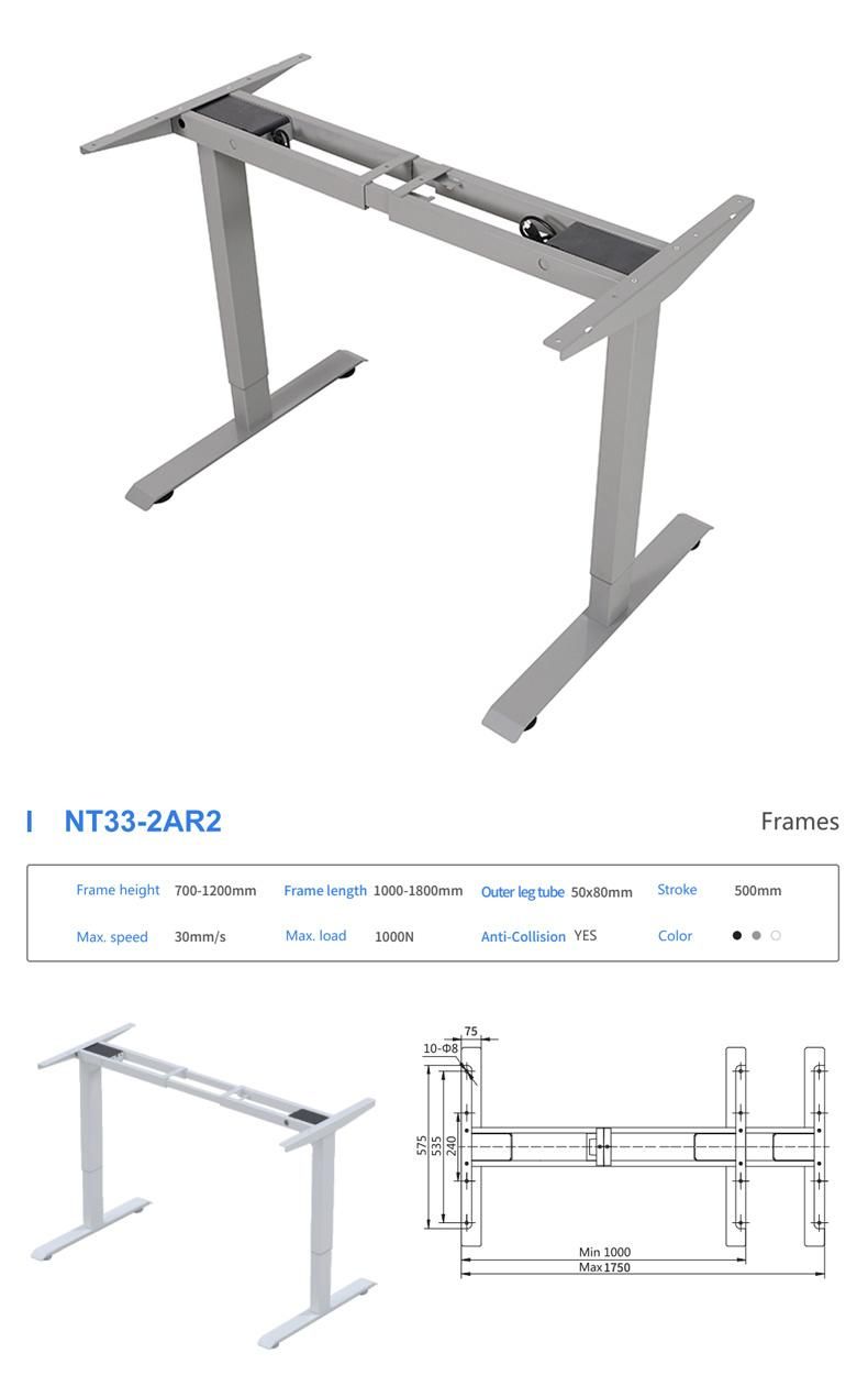 Stainless Steel Metal Electric Sit and Stand Desk Motorized Table