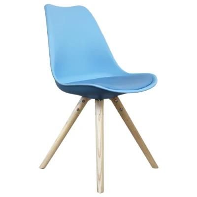 Chaises Salle a Manger Restaurant Dining Side PP Plastic Wooden Kitchen Tulip Dining Chair with Cushion Hot Sale Products