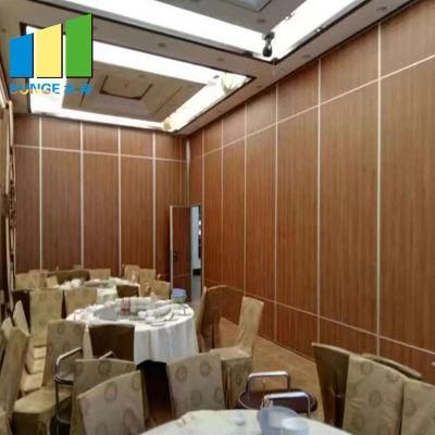 Aluminum Frame Hotel Mobile Folding Partitions Wooden Sliding Partition Walls with Pass Door