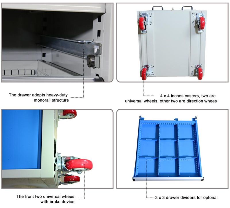 4 Drawers Metal Tool Cabinet with Lock