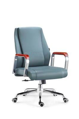 MID Back Swivel Office Chair Visitor Chair with Solid Wood Armrest