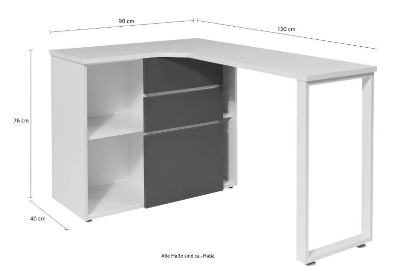 Wood Computer Desk Office Corner Desk with Shelf Metal