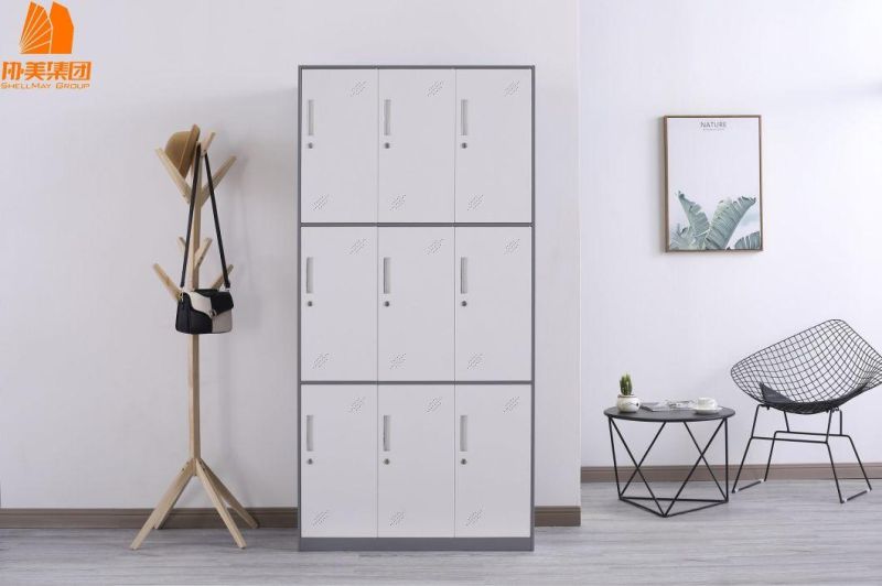 Nine Doors Metal Cloth Wardrobe Modern Design Style with Locker