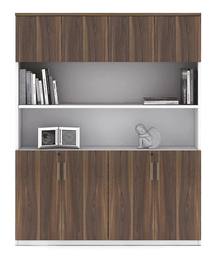 Modern Glass Shelf Office Furniture 3-Doors Office Bookcase File Cabinet
