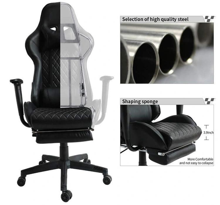 (AIHUA) Wholesale OEM Gaming Chair with Rectractible Footrest, Lumbar Support and Headrest