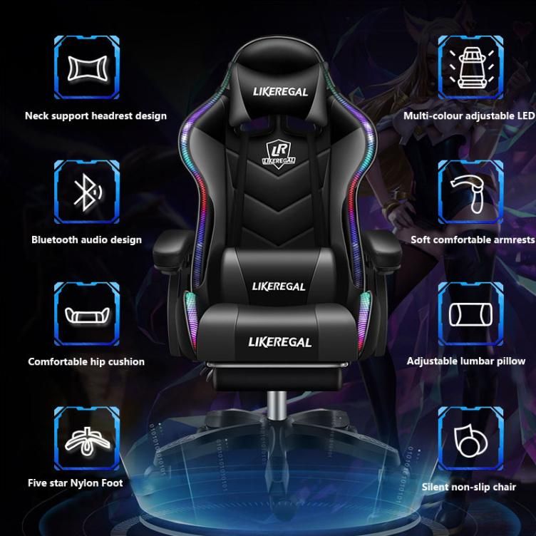 2022 LED Audio E-Sports 135 Degrees Gaming Chair