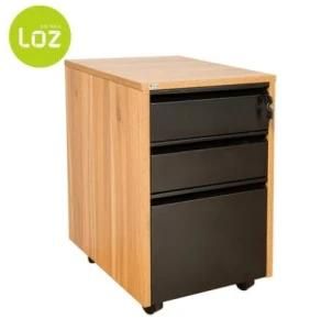 Wooden Frame Mobile Pedestal Cabinet with 3 Drawer