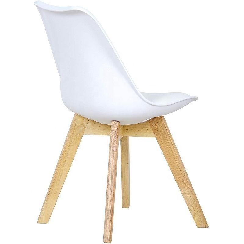 Tulip Chair with Padded Natural Wood Leg and PP Seat Plastic Dining Chairs Nordic Chair