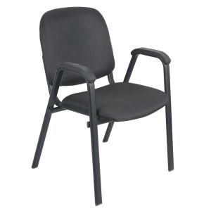Modern Office Metal Chair with Black Fabric/Bonded Leather Upholstered