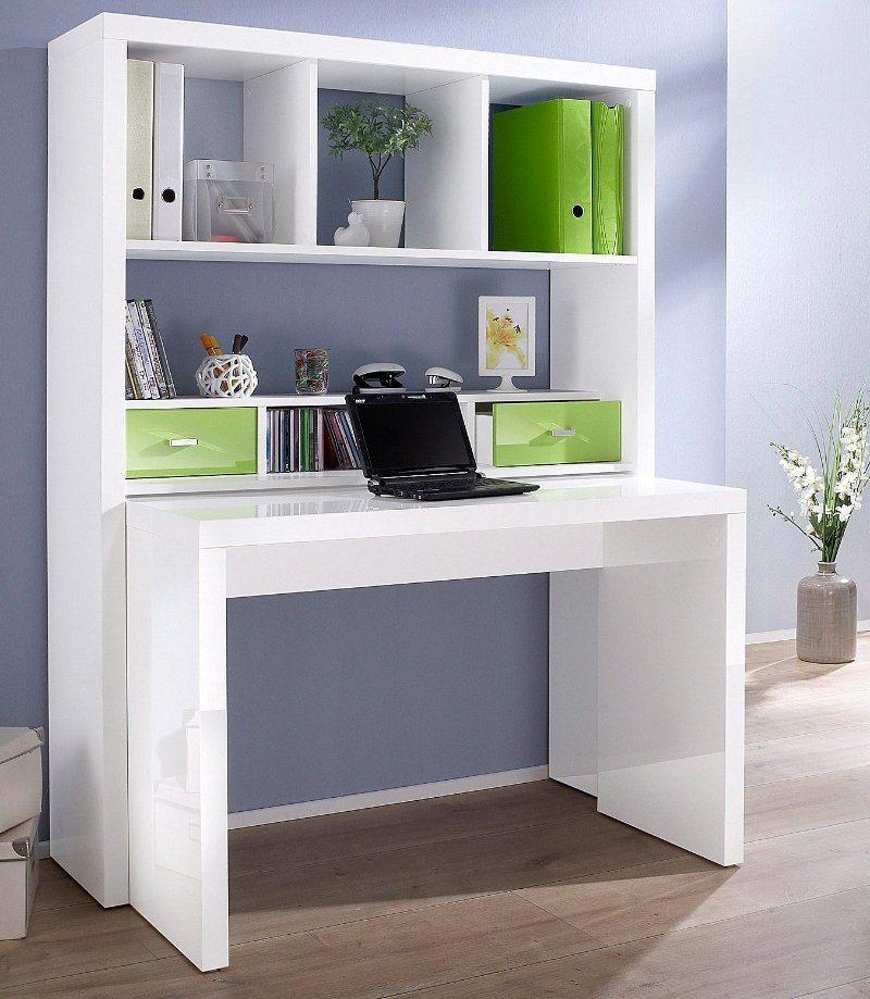 Desk with Bookshelf Combination White Computer Desk for Bedroom