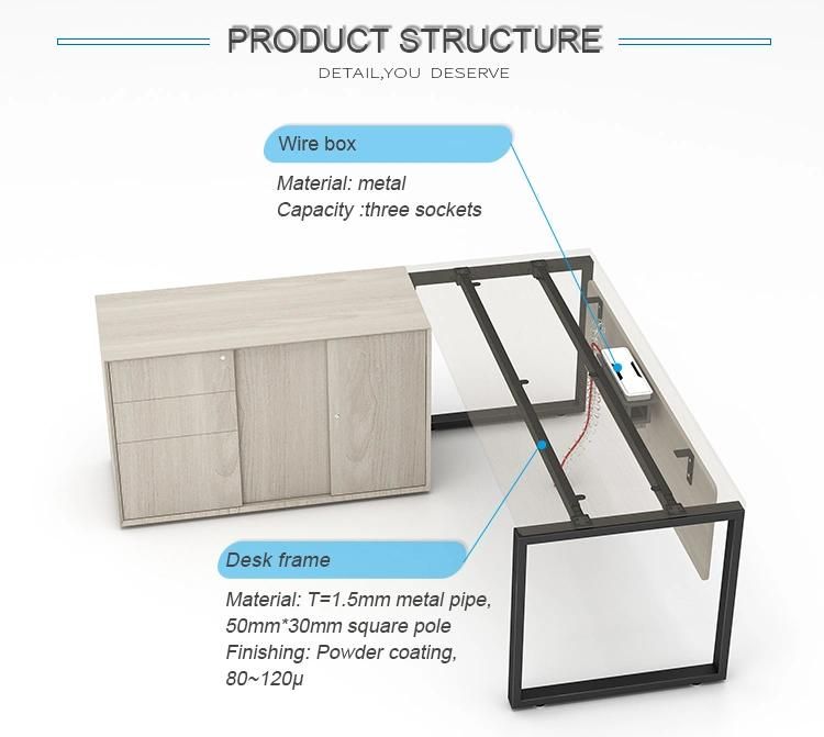 High End Luxury Contemporary Office Executive Desk L Shape CEO Manager MDF Wooden Office Table
