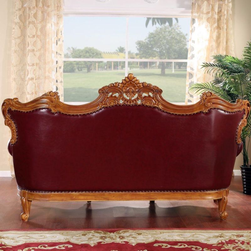 Antique Leather Sofa with Center Table for Home Furniture