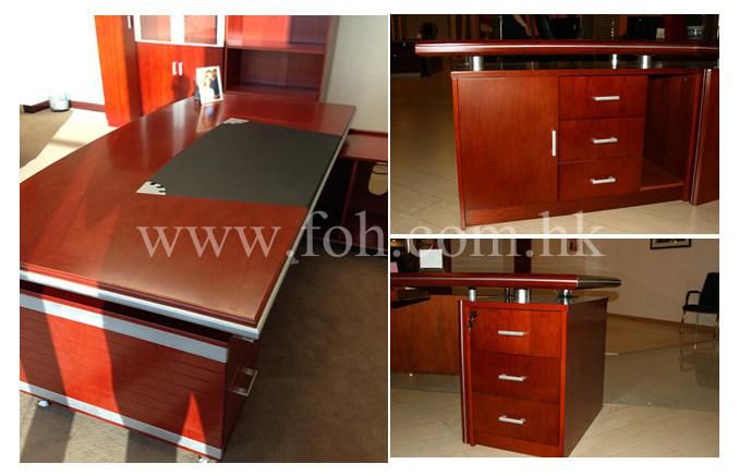 Mahogany CEO Executive Office Desk with Matching Cabinet and Chair